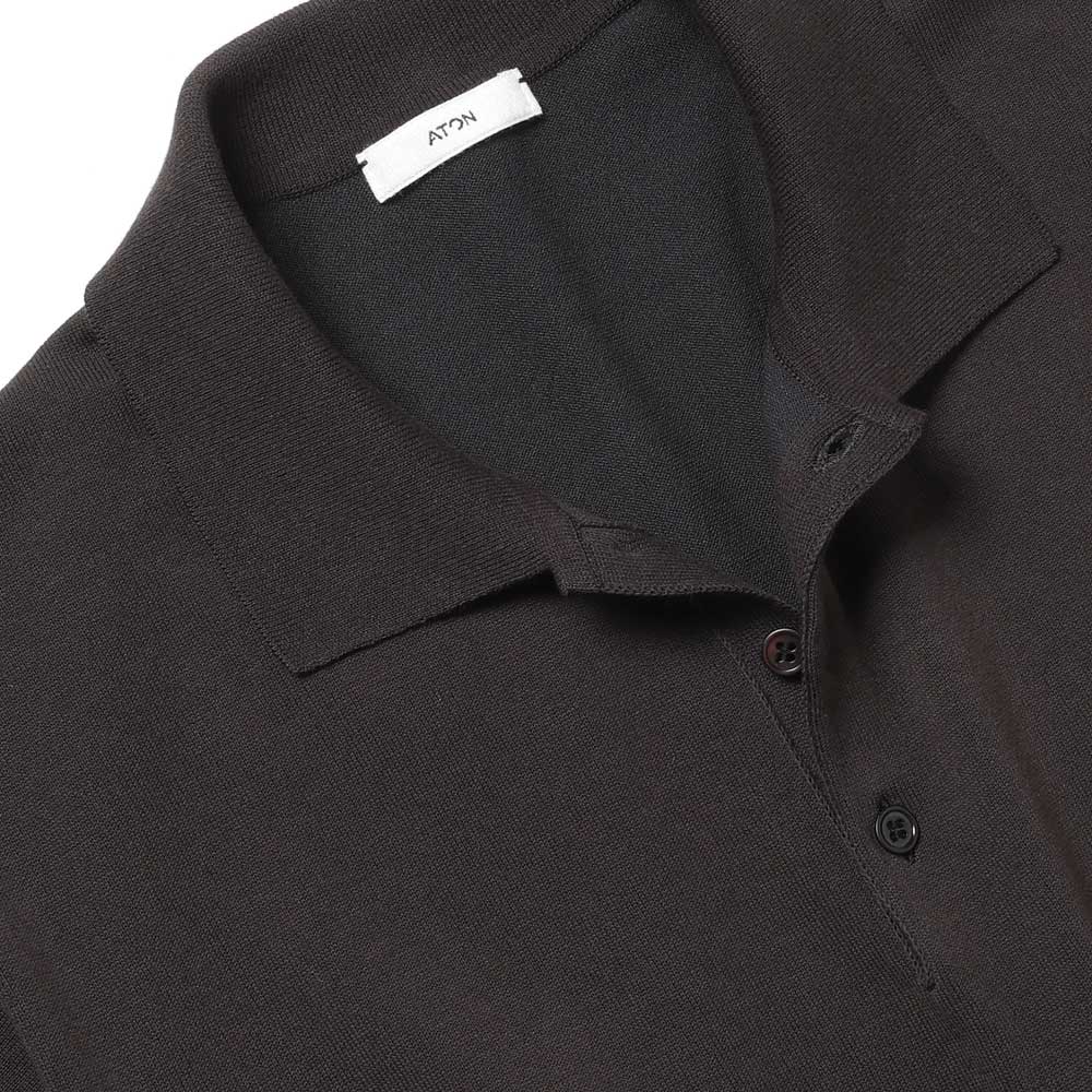 COTTON WASHI KNIT HALF SLEEVE POLO SWEATER