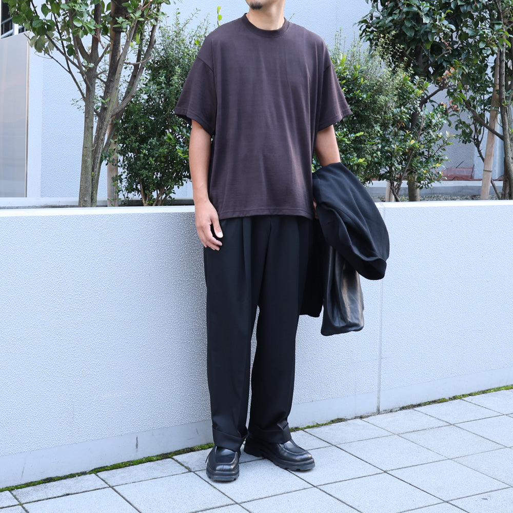 DOUBLE PLEATED WIDE TROUSERS ORGANIC WOOL GABARDINE