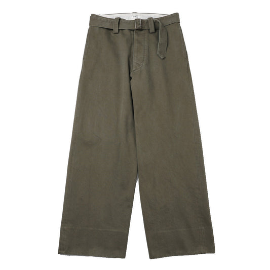  HEAVY PIMA TWILL BELTED MIL BAGGY TROUSERS  
