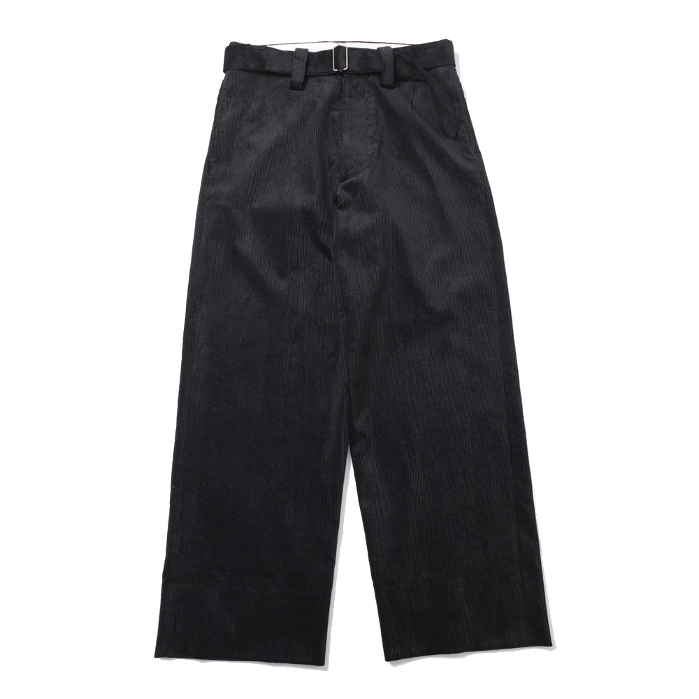 9W LINEN COTTON CORDUROY BELTED MIL BAGGY TROUSERS