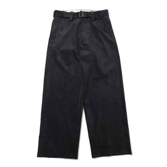  9W LINEN COTTON CORDUROY BELTED MIL BAGGY TROUSERS  