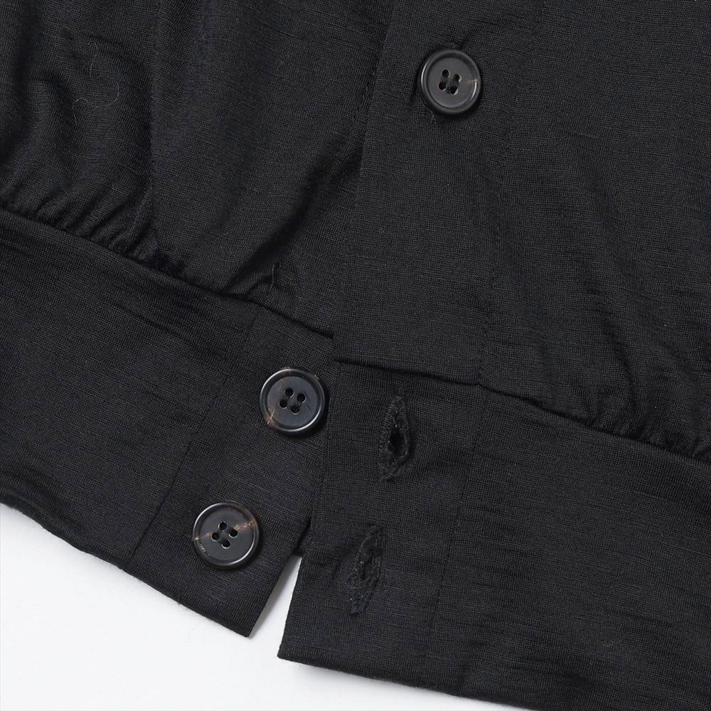 EXTRA FINE MERINO WOOL JERSEY POLO CARDIGAN