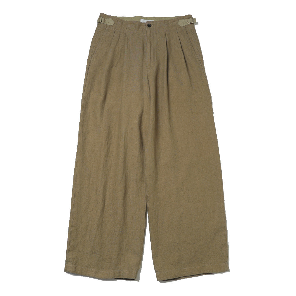 TWO TUCK MILITARY TROUSERS LINEN CANVAS