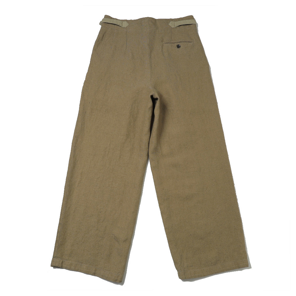 TWO TUCK MILITARY TROUSERS LINEN CANVAS