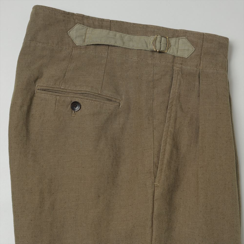 TWO TUCK MILITARY TROUSERS LINEN CANVAS