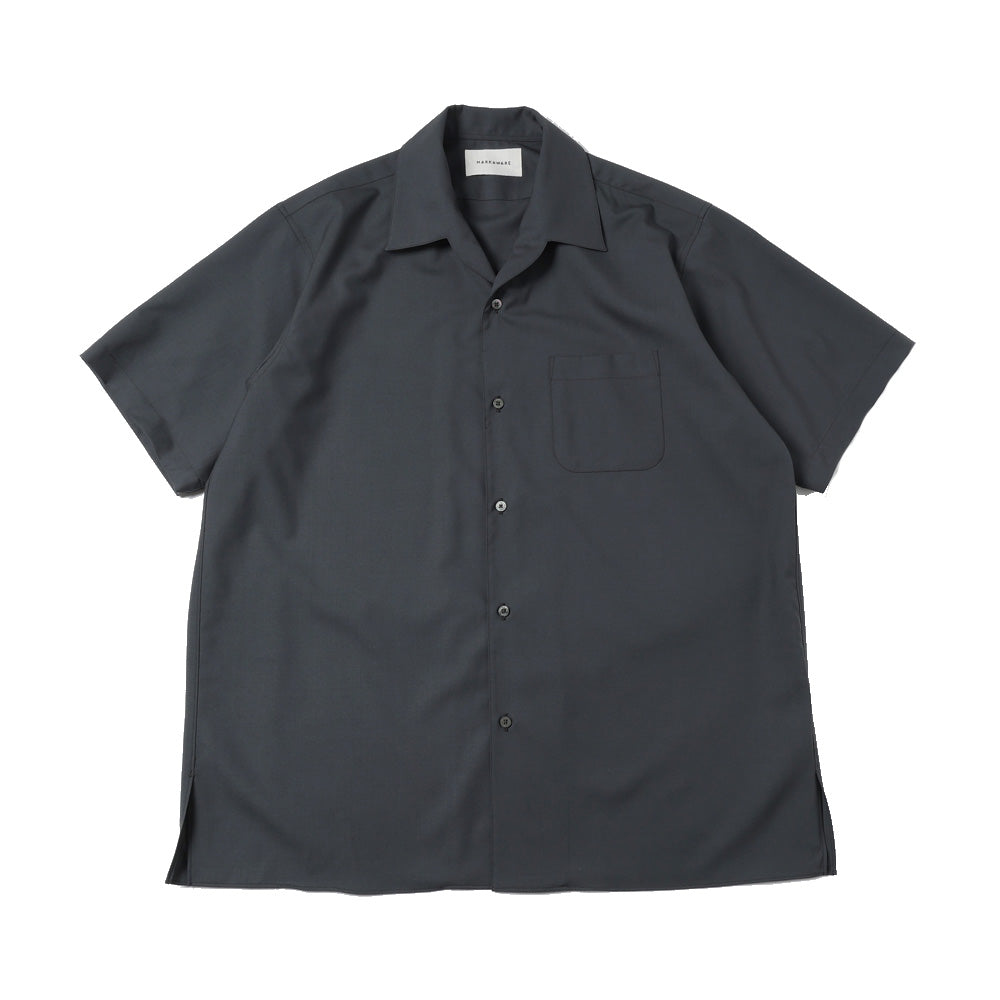 ITALIAN OPEN COLLAR S/S SHIRT ORGANIC WOOL 2/80 TROPICAL