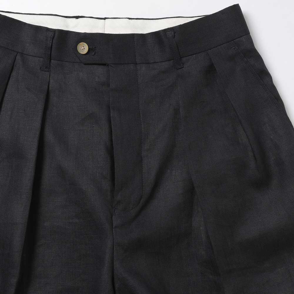 HIGH COUNT LINEN CLOTH 2TUCK BUTTON SHORTS