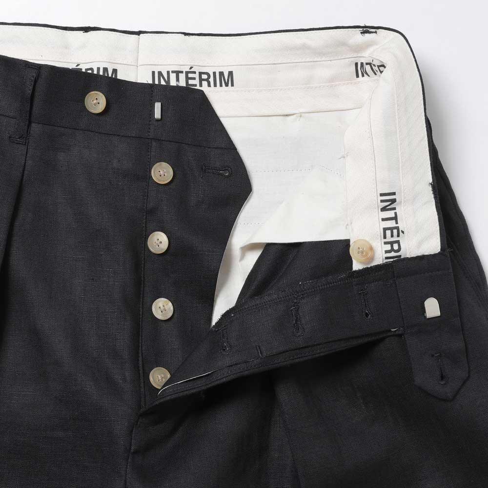 HIGH COUNT LINEN CLOTH 2TUCK BUTTON SHORTS