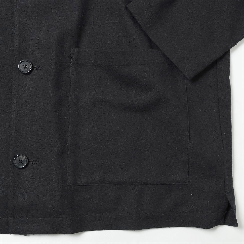 SILK NOIL OPEN COLLAR OVER SHIRT JACKET