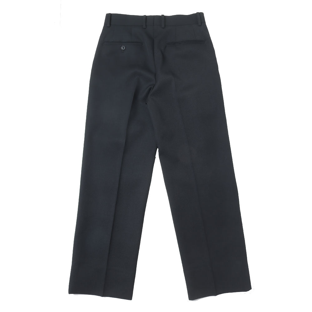 PURE BLACK WOOL 2-TUCK STRAIGHT SLACKS