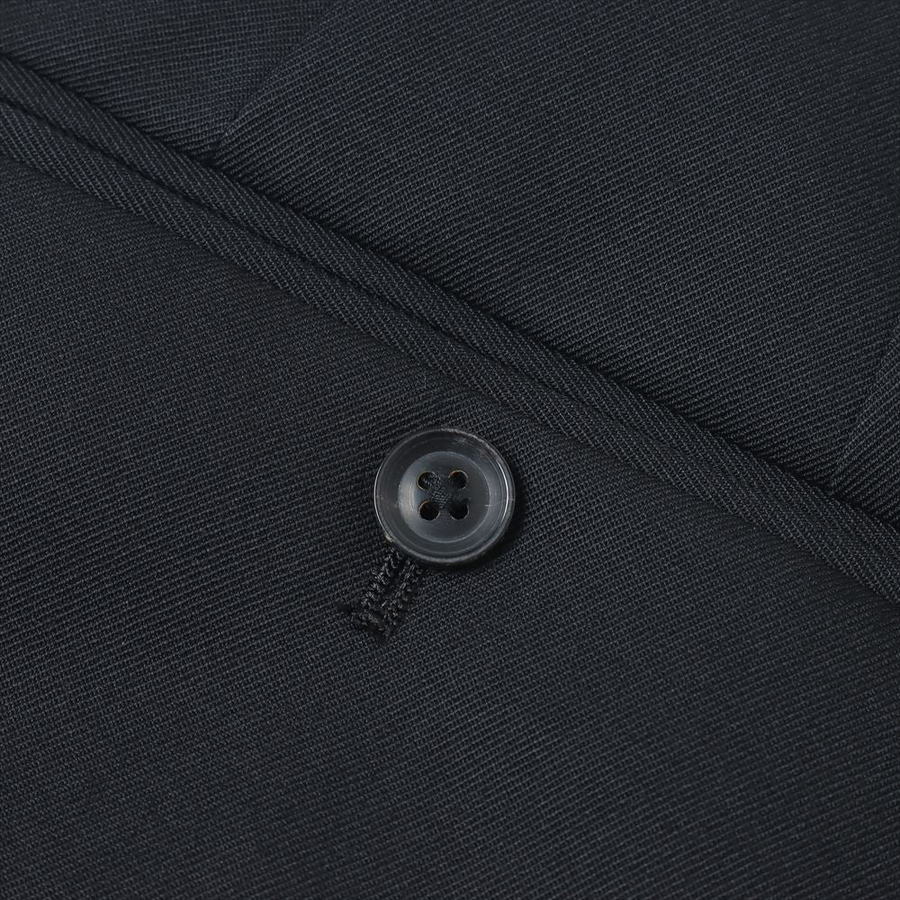 PURE BLACK WOOL 2-TUCK STRAIGHT SLACKS