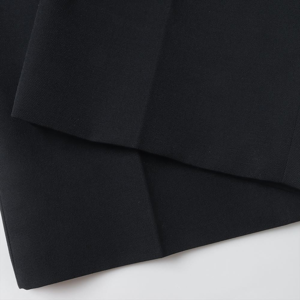 PURE BLACK WOOL 2-TUCK STRAIGHT SLACKS