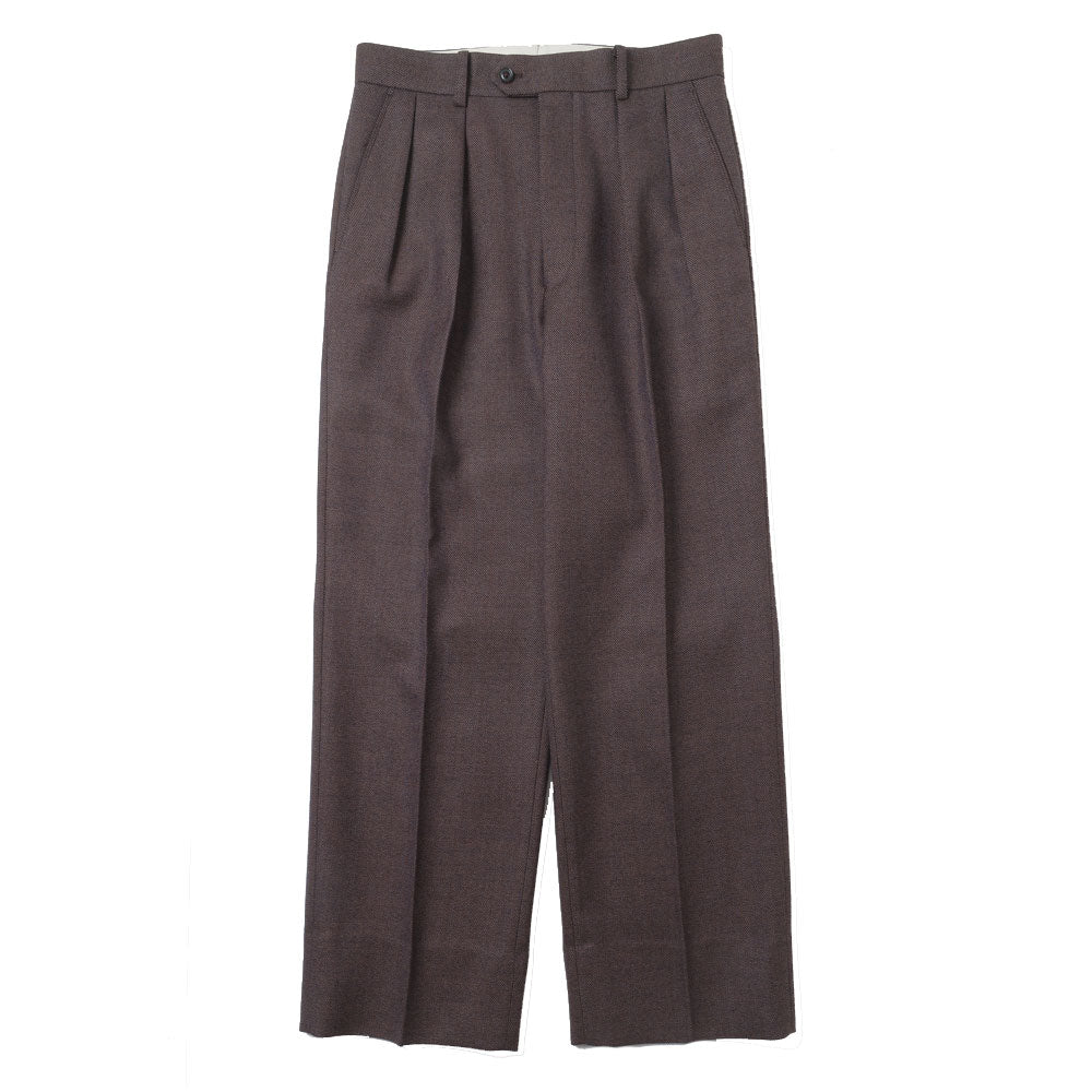 BASKET WEAVE 2-TUCK STRAIGHT SLACKS