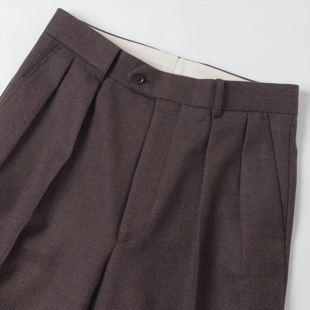 BASKET WEAVE 2-TUCK STRAIGHT SLACKS
