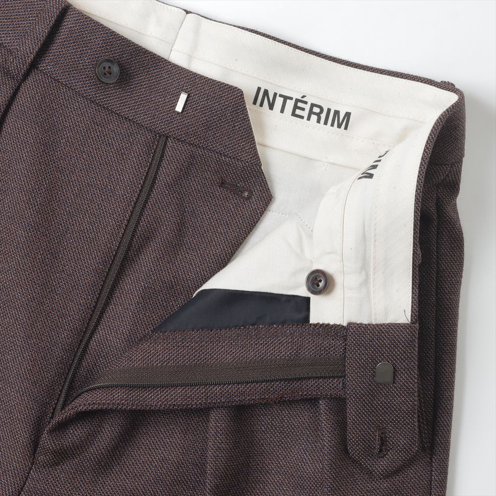BASKET WEAVE 2-TUCK STRAIGHT SLACKS