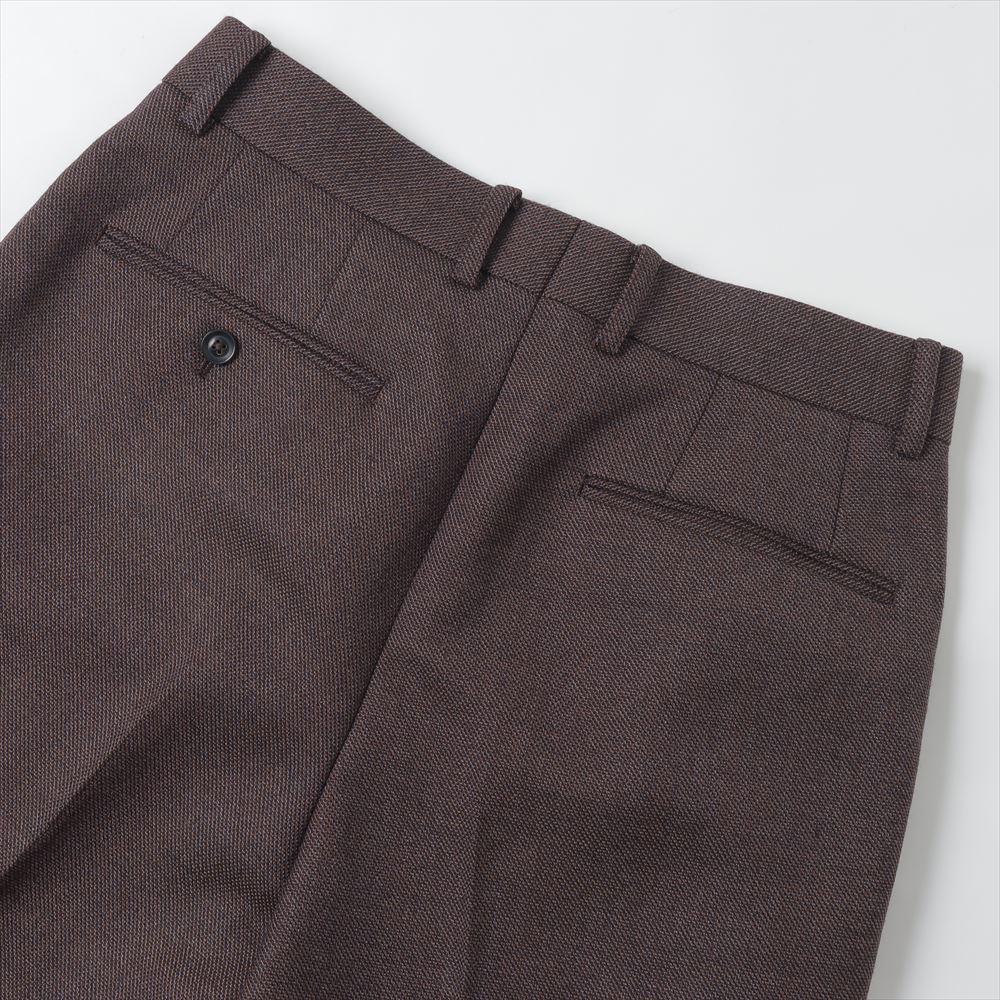 BASKET WEAVE 2-TUCK STRAIGHT SLACKS