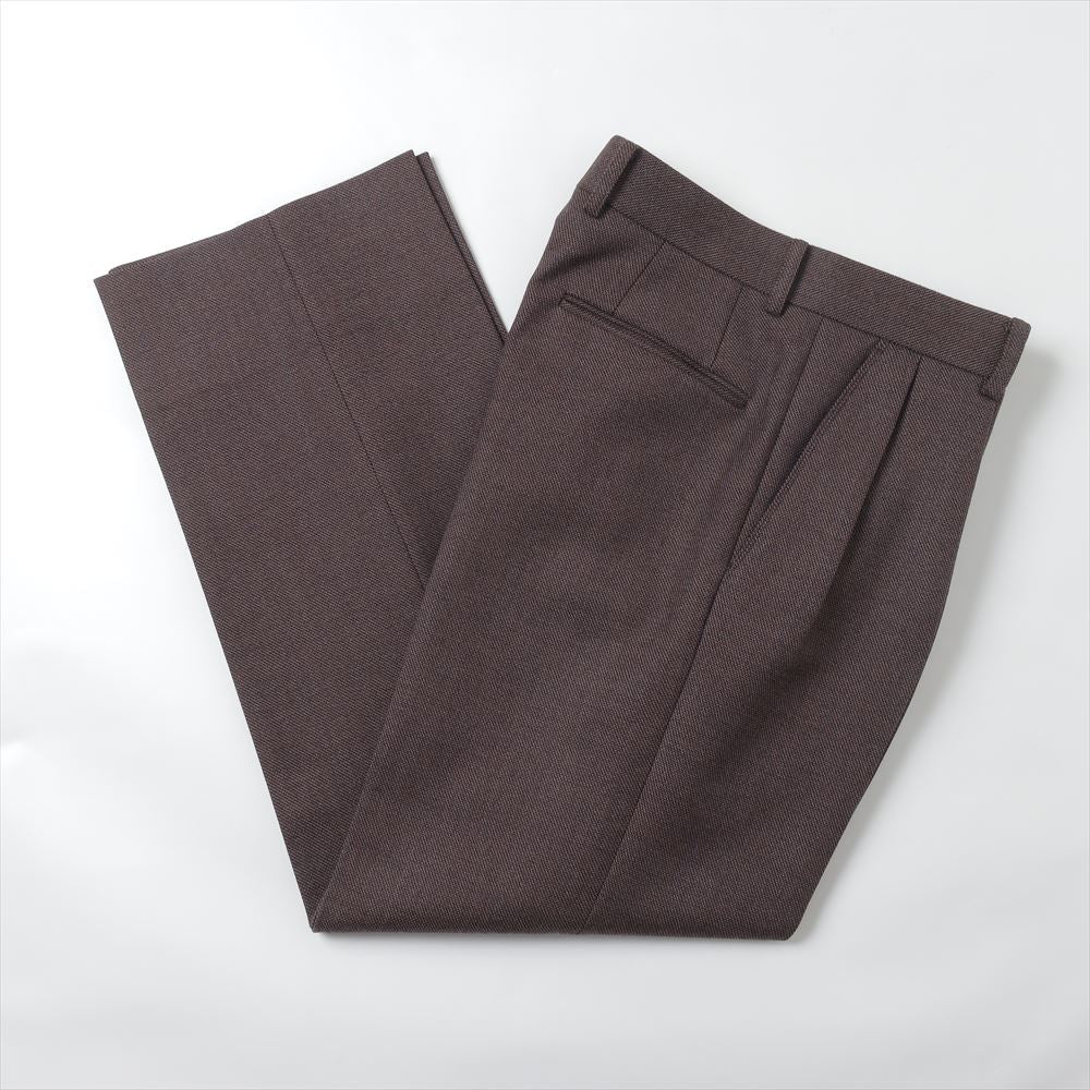 BASKET WEAVE 2-TUCK STRAIGHT SLACKS
