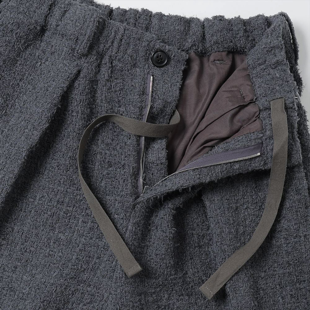 Draping Elastic In Tuck Wide Trousers N Tweed