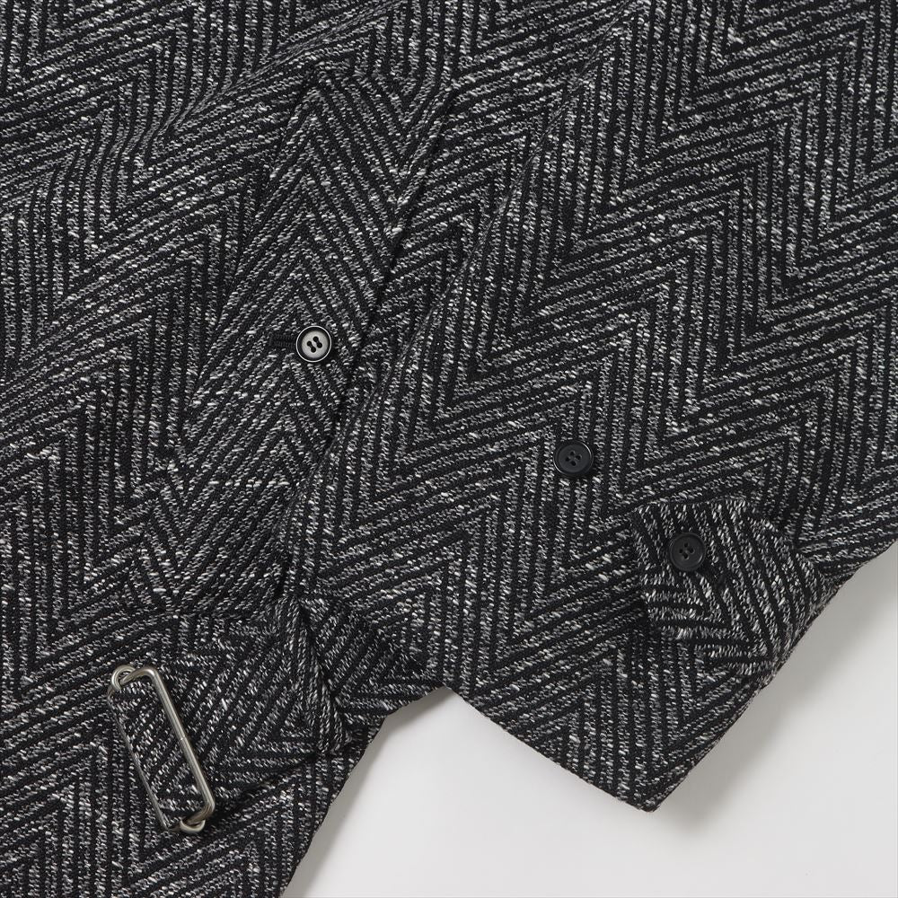 MELANGE DONEGAL HERRINGBONE HYPER BIG BELTED OVER COAT (MIDDLE)