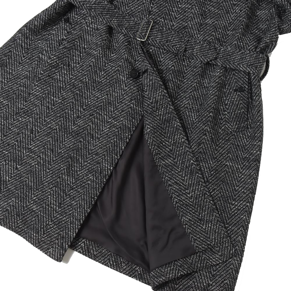 MELANGE DONEGAL HERRINGBONE HYPER BIG BELTED OVER COAT (MIDDLE)