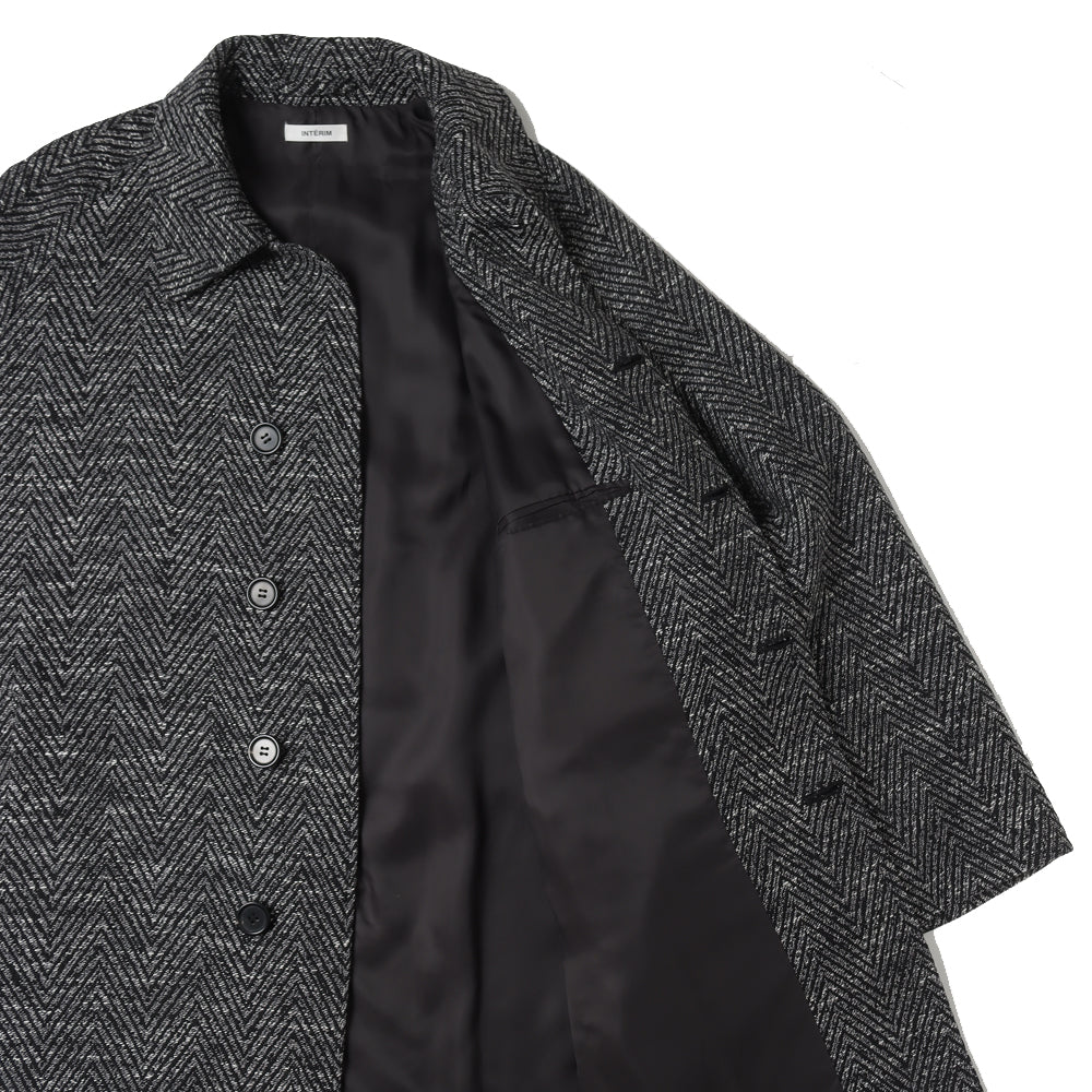 MELANGE DONEGAL HERRINGBONE HYPER BIG BELTED OVER COAT (MIDDLE)