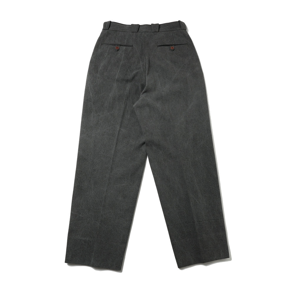 NATURAL DYED KATSURAGI WITH LEATHER PIPING 1-TUCK WIDE TAPERED MILITARY TROUSERS