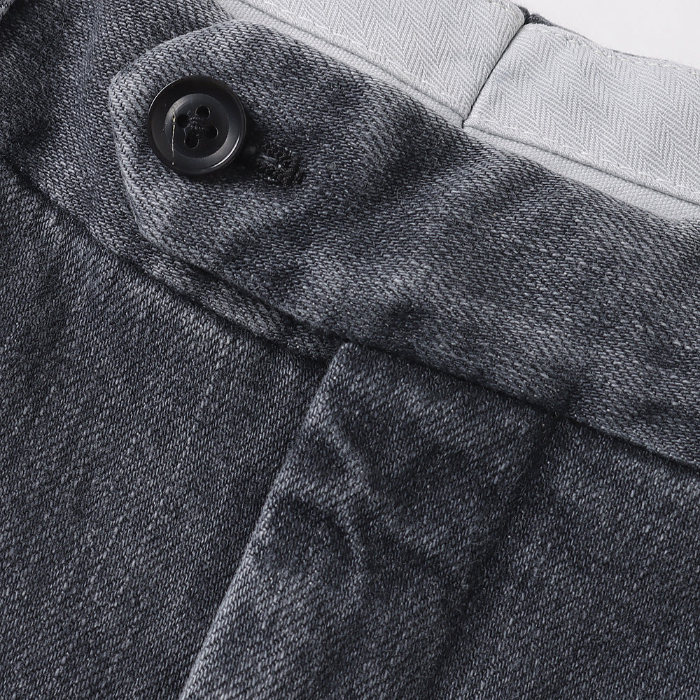 MILK PAINT USED BLACK DENIM 2-TUCK STRAIGHT SLACKS