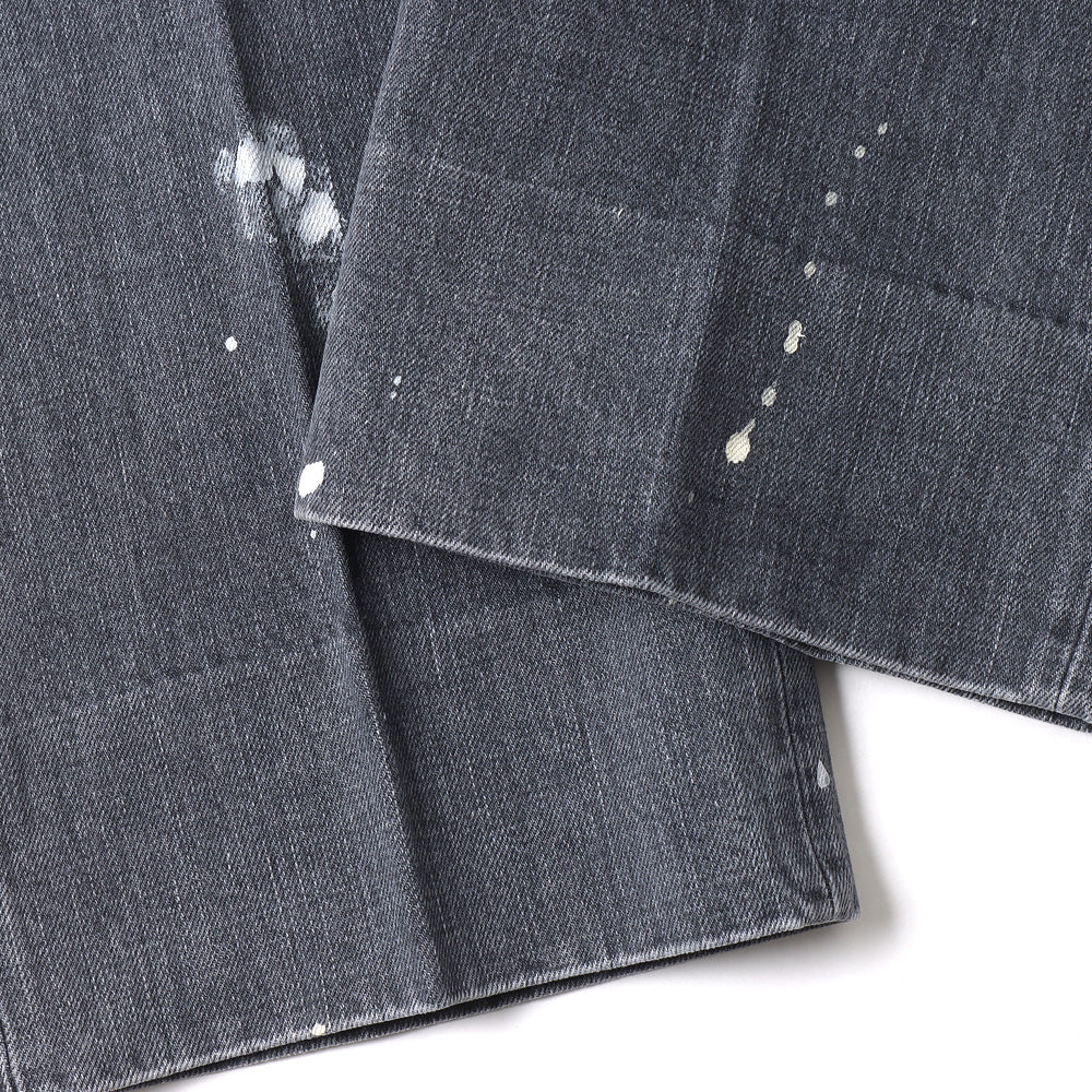 MILK PAINT USED BLACK DENIM 2-TUCK STRAIGHT SLACKS