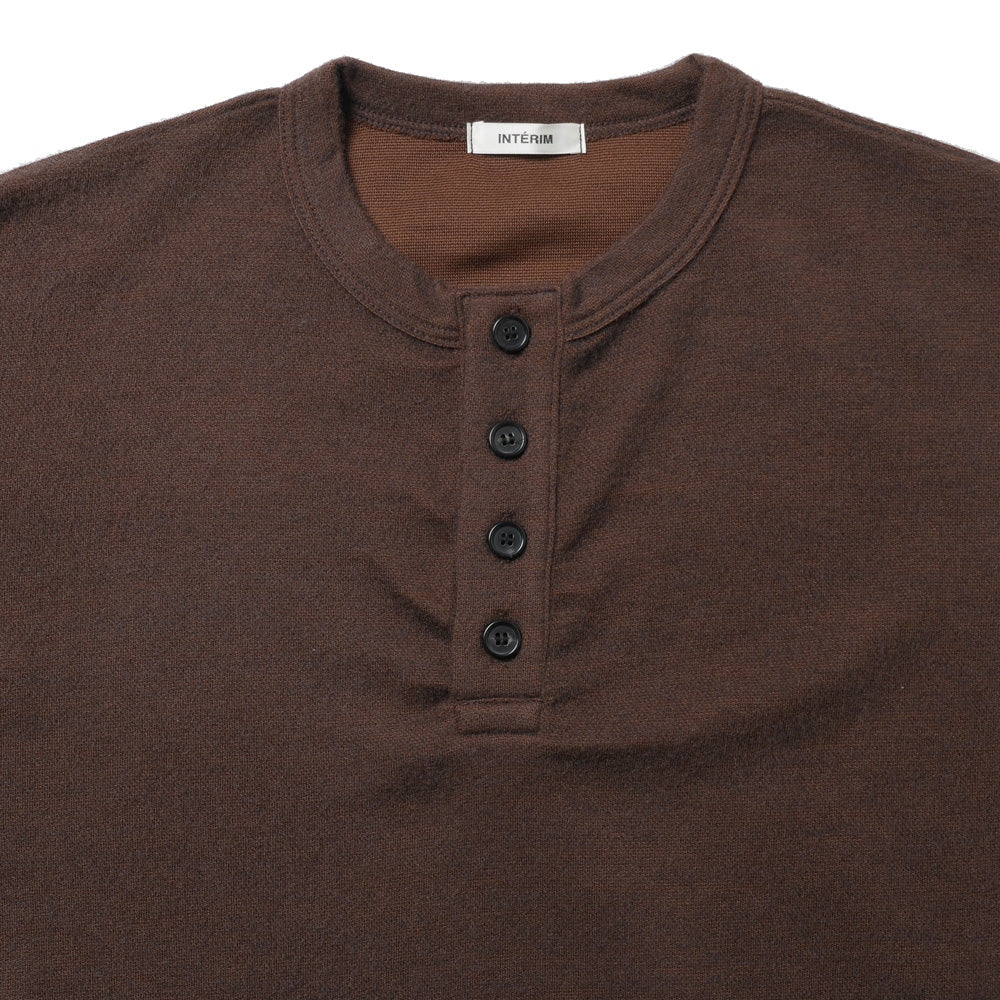 MELANGE DOUBLE-PIQUÉ HAIRY JERSEY HENRY L/S TEE