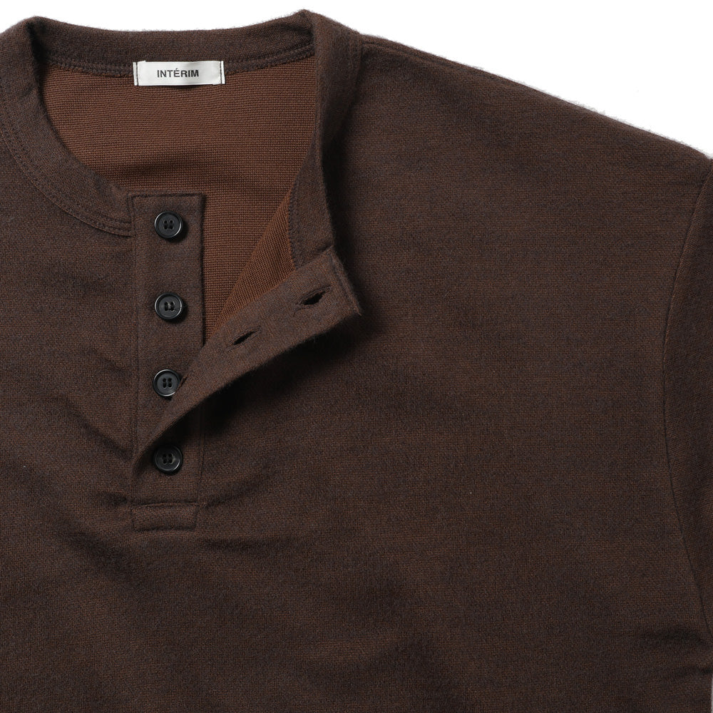 MELANGE DOUBLE-PIQUÉ HAIRY JERSEY HENRY L/S TEE