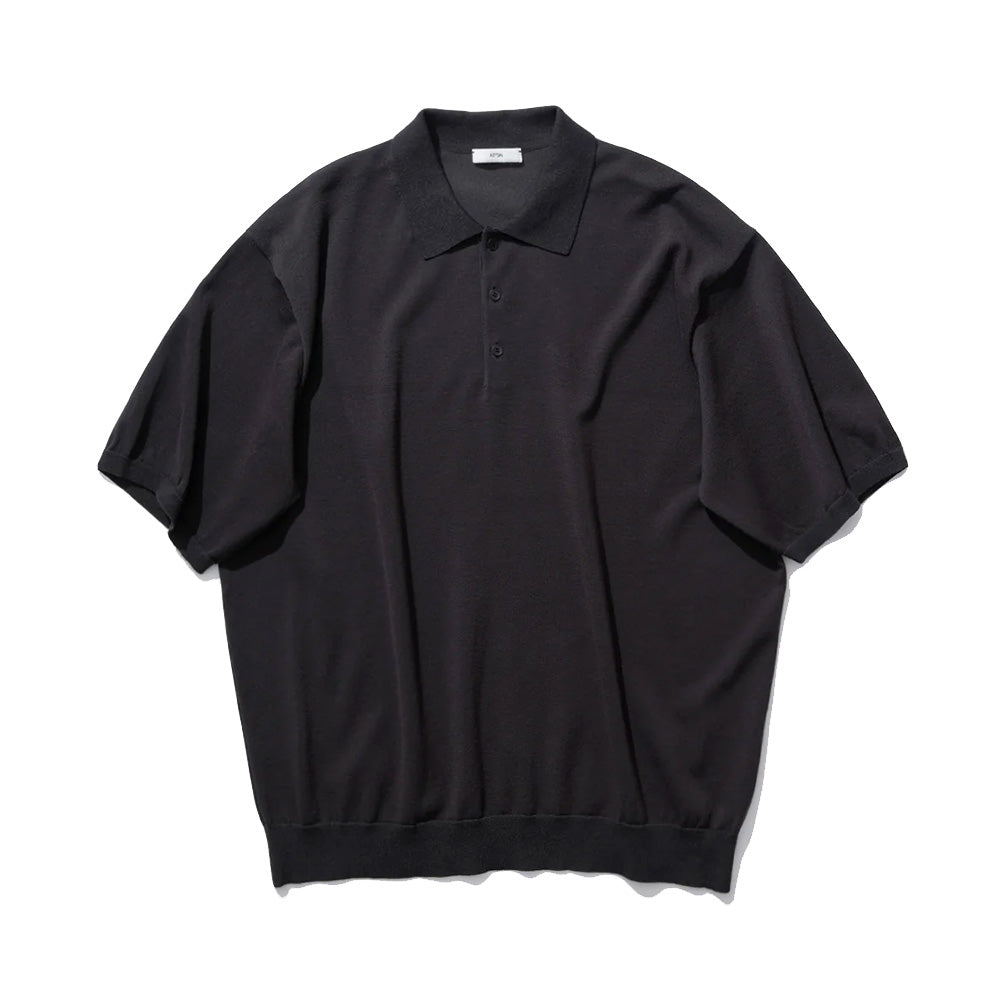 COTTON WASHI KNIT HALF SLEEVE POLO SWEATER