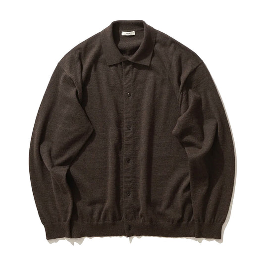  COTTON YAK KNIT POLO CARDIGAN  