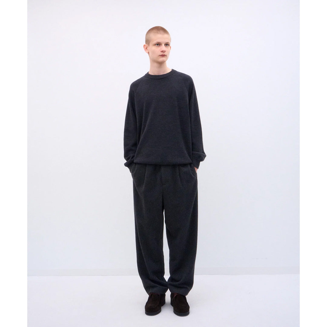 WOOL COTTON TERRY CREW-NECK SWEATER