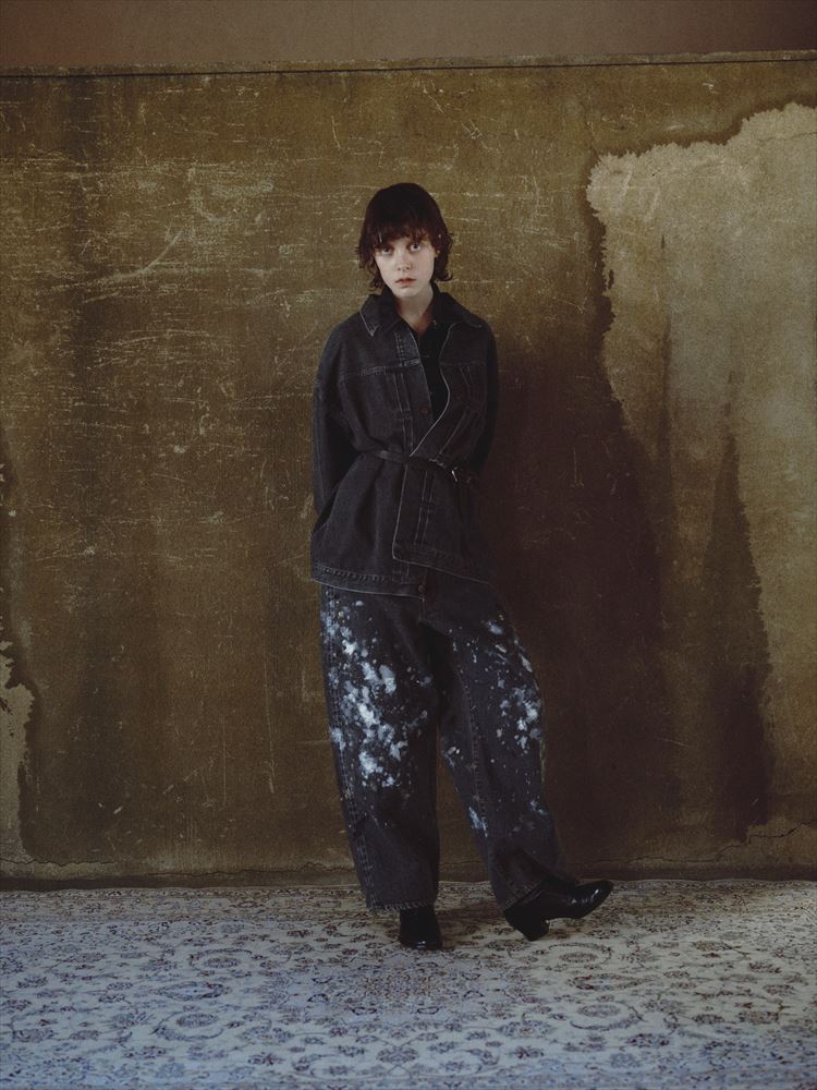 MILK PAINT 40s MIL BAGGY ZIPPED USED SHUTTLE DENIM TROUSERS