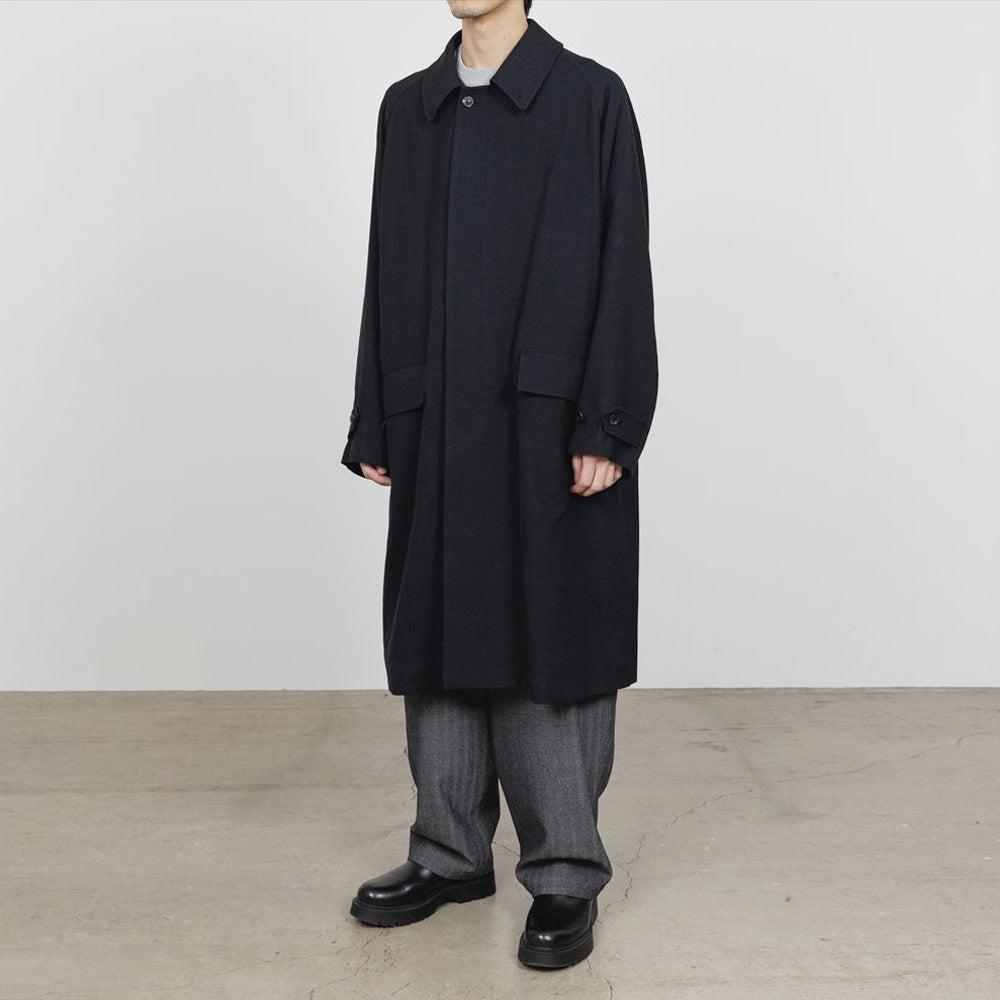 RAGLAN SLEEVE COAT TUMBLED WOOL SERGE