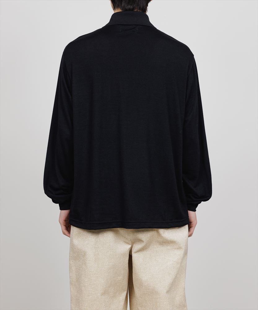 TWO BUTTON POLO L/S TEE WOOL SINGLE JERSEY WASHABLE