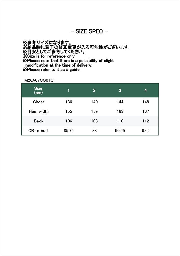 RAGLAN SLEEVE COAT ORGANIC COTTON GABARDINE