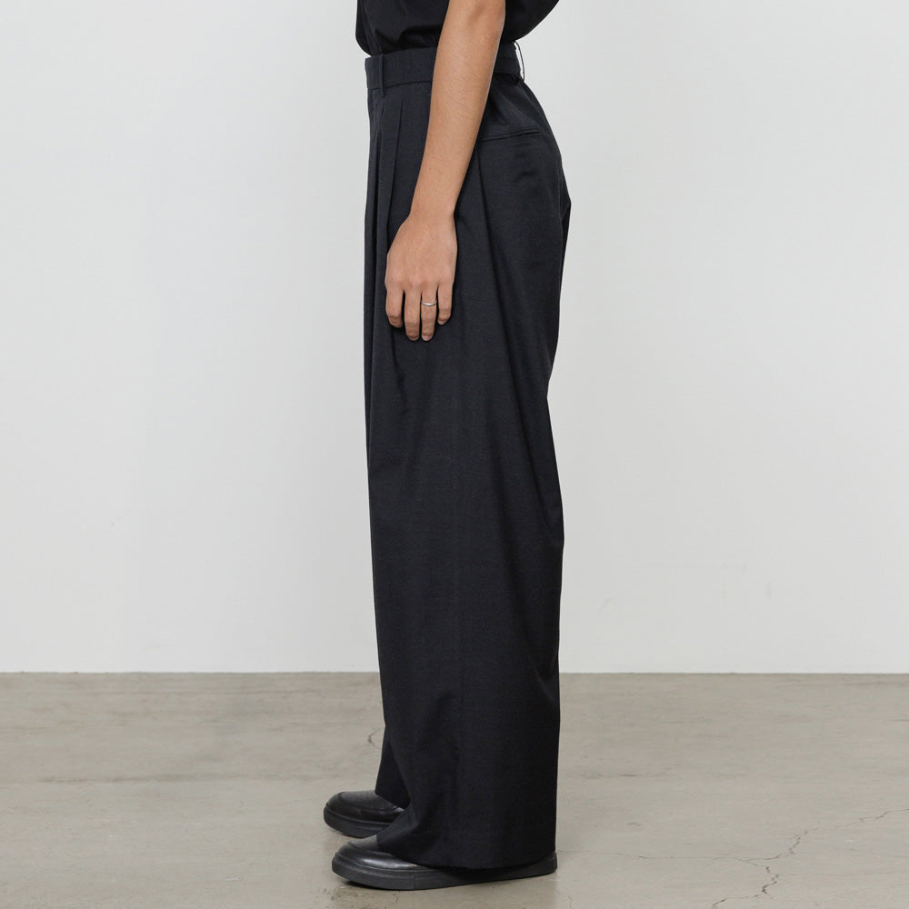 TWO TUCK BAGGY TROUSERS WOOL TROPICAL WASHER