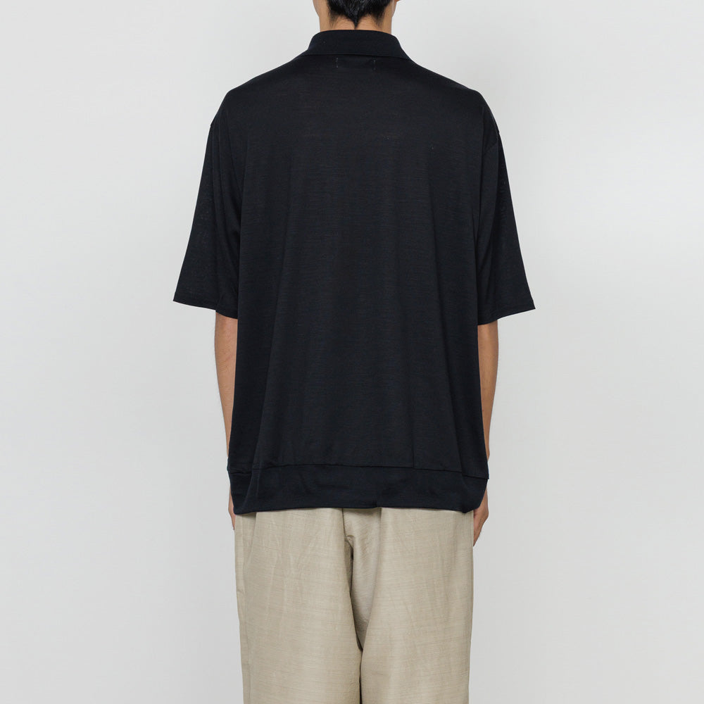 ONE BUTTON POLO TEE S/S SUPER120s WASHABLE WOOL