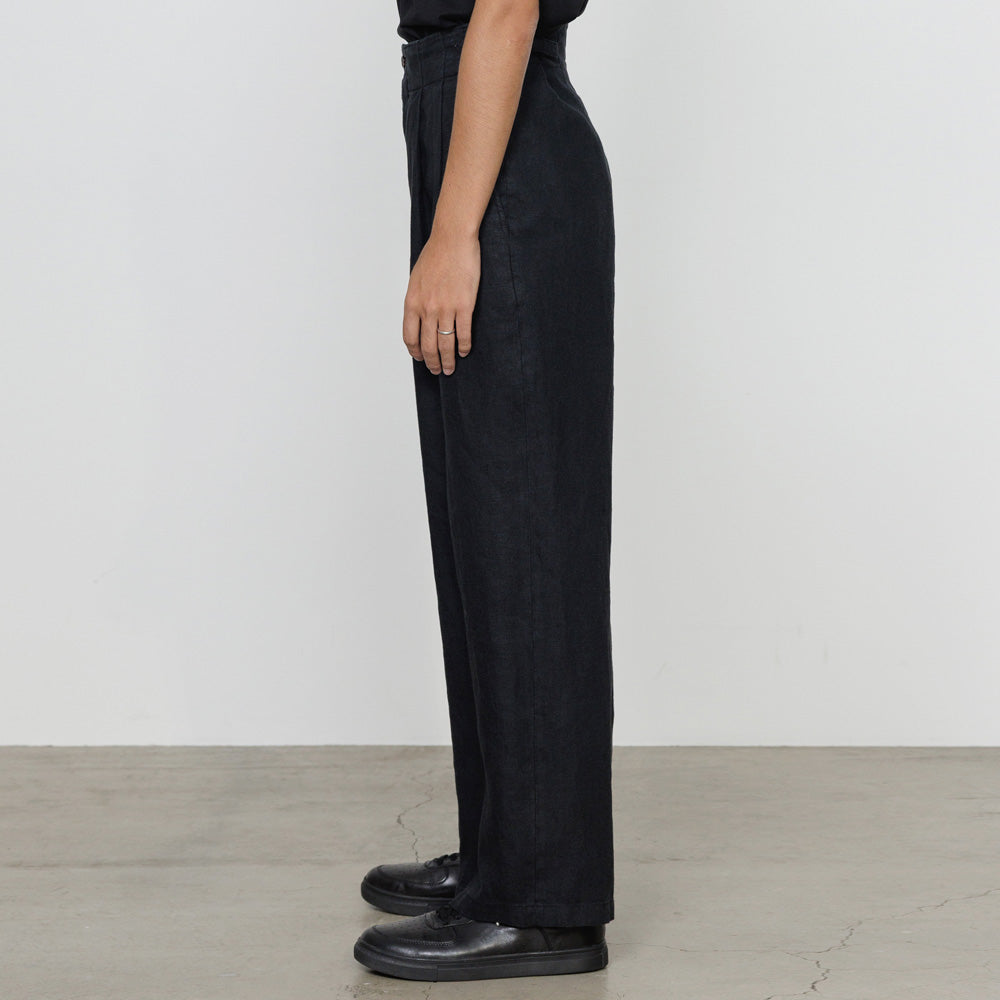 TWO TUCK MILITARY TROUSERS LINEN CANVAS