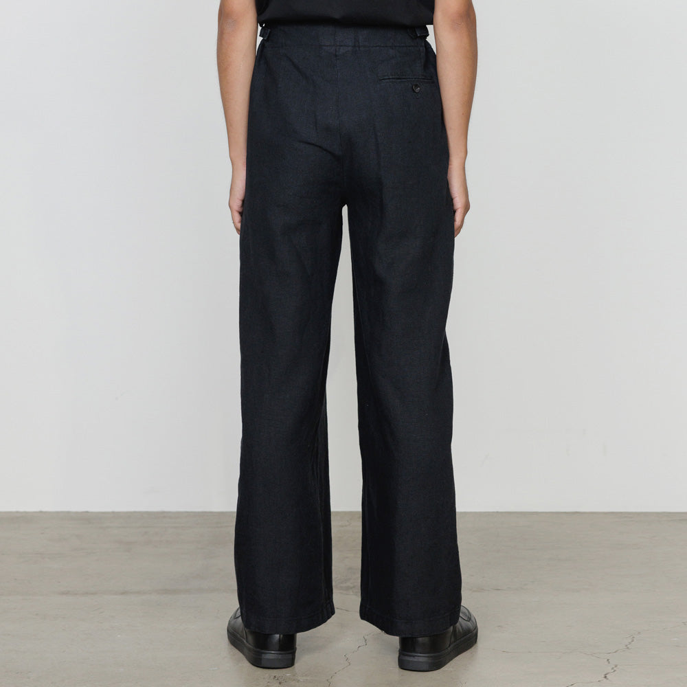 TWO TUCK MILITARY TROUSERS LINEN CANVAS