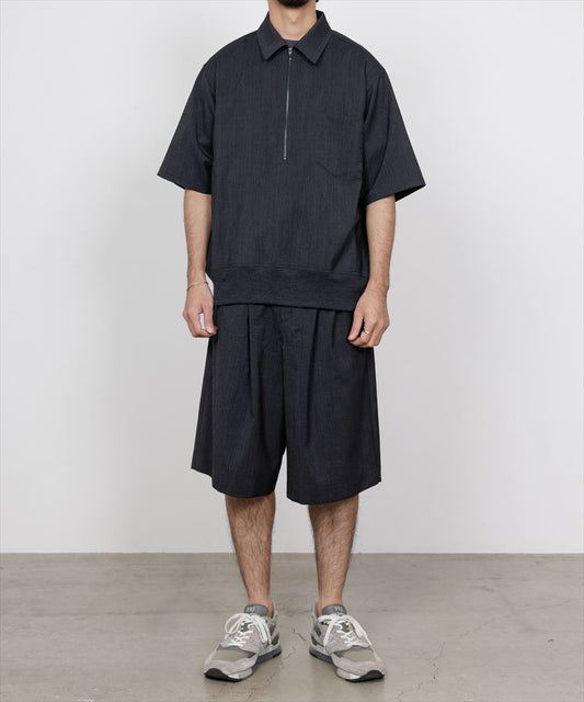  DOUBLE TUCK SHORTS WOOL SEERSUCKER  