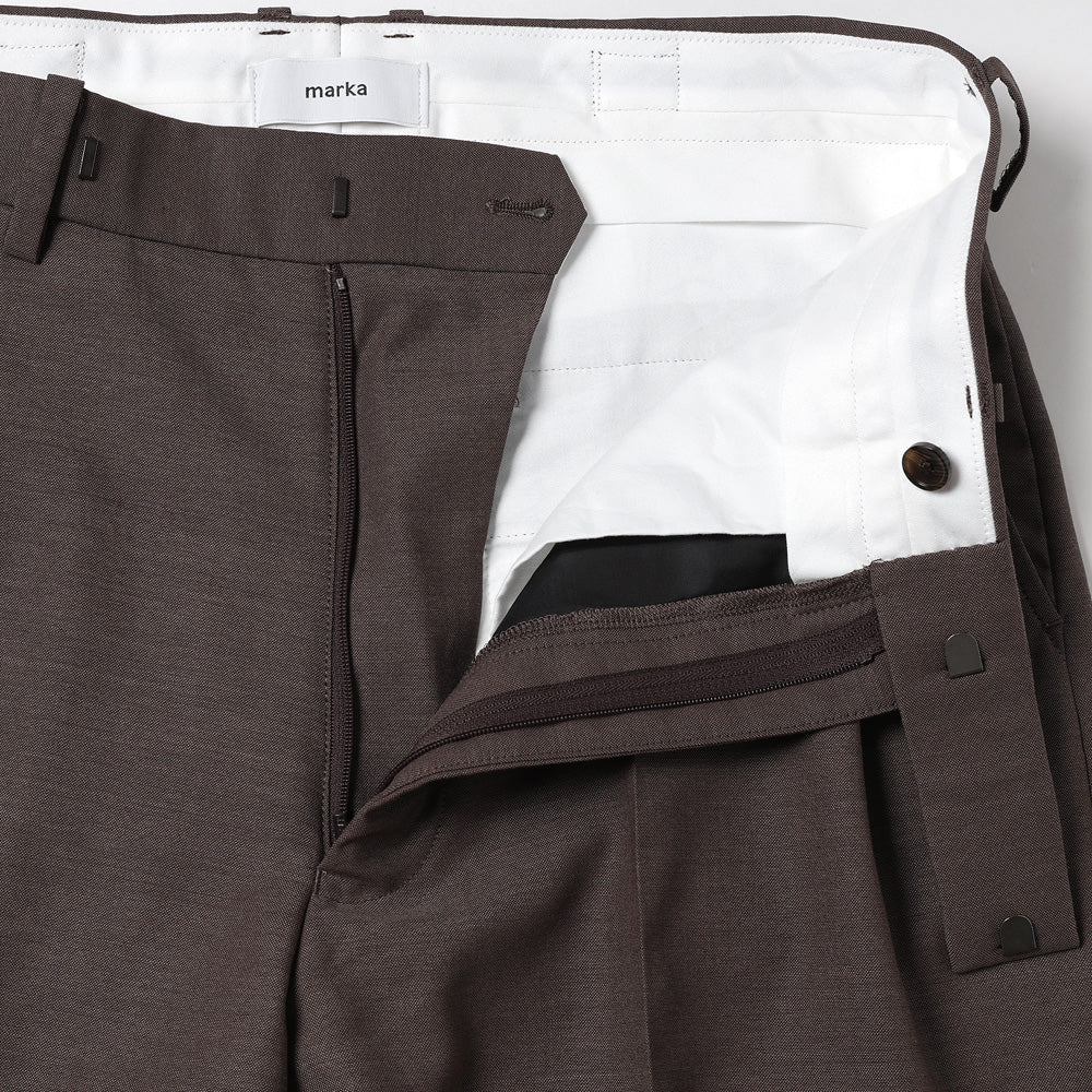 ONE TUCK WIDE TROUSERS WOOL HIGH TWIST TROPICAL