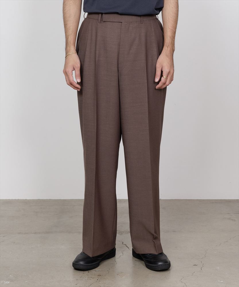 ONE TUCK WIDE TROUSERS WOOL HIGH TWIST TROPICAL