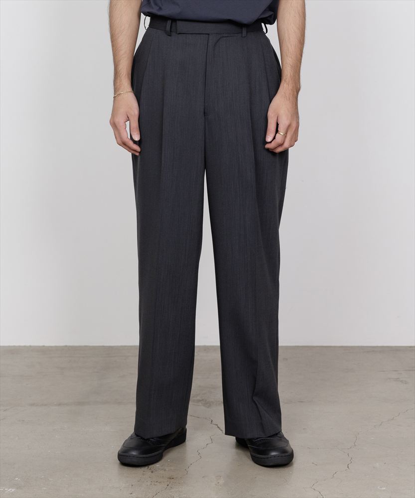 ONE TUCK WIDE TROUSERS WOOL HIGH TWIST TROPICAL