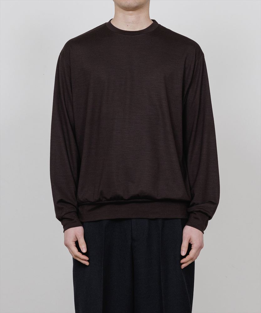 CREW NECK L/S TEE SUPER100s WASHABLE WOOL JERSEY