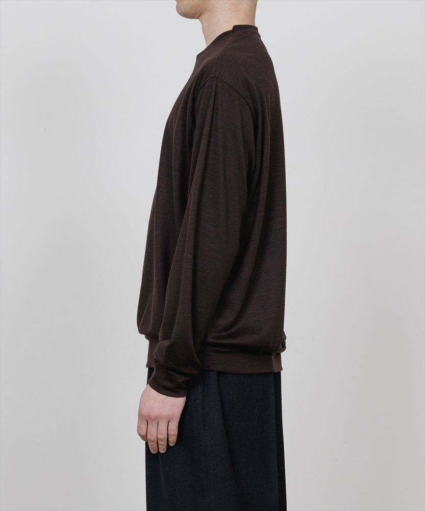 CREW NECK L/S TEE SUPER100s WASHABLE WOOL JERSEY