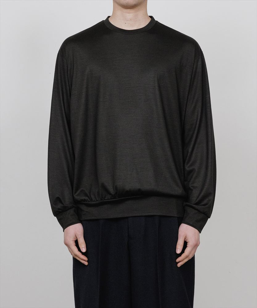 CREW NECK L/S TEE SUPER100s WASHABLE WOOL JERSEY