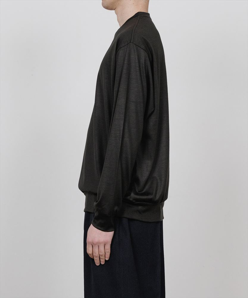CREW NECK L/S TEE SUPER100s WASHABLE WOOL JERSEY