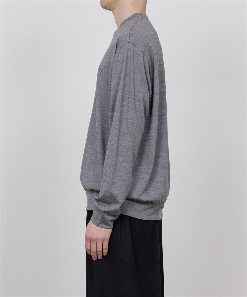 CREW NECK L/S TEE SUPER100s WASHABLE WOOL JERSEY